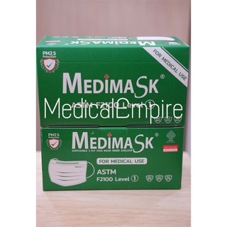 พร้อมส่ง!หน้ากากอนามัย medimask เมดิแมส F2100 LeVEL1 (1กล่องมี50แผ่น)