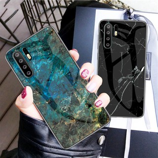 OPPO F9 F11 F11 Pro Realme C2 2 Pro 3 3 Pro Casing Marbled Glass Back Phone Case กรณี