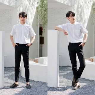เสื้อนักศึกษาชาย แขนสั้น แขนยาว เสื้อคอจีน (ผ้าดิบ) Sz.M-50"