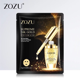 แผ่นมาสก์หน้าเซรั่มทองคำ ZOZU Supreme 24K GOLD Mask บำรุงผิวหน้าให้ชุ่มชื้น เปล่งปลั่ง หน้าขาวกระจ่างใส พร้อมส่งจากไทย