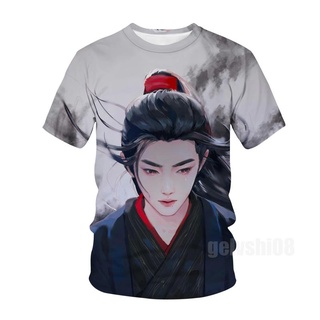 ROUND คอลูกเรือใหม่ เสื้อยืดลําลอง แขนสั้น คอกลม พิมพ์ลาย Mo Dao Zu Shi Wei Wu Xian 3D โอเวอร์ไซซ์ สไตล์ฮาราจูกุ แฟชั่นฤ