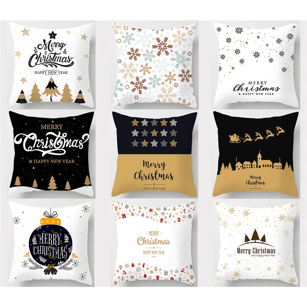 <Cod>ปลอกหมอน Merry Christmas 40X40,45X45,50X50,60X60. ปลอกหมอนสําหรับตกแต่งโซฟาปีใหม่