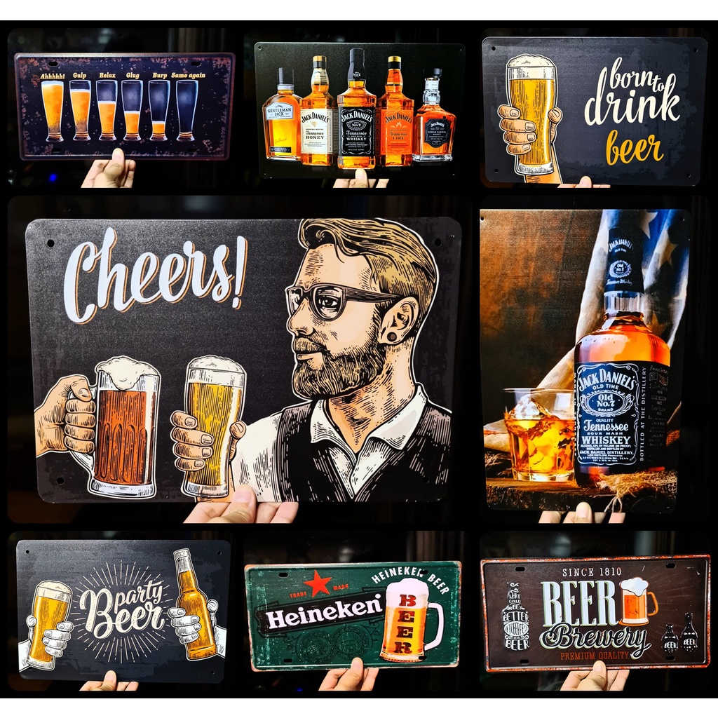 🍺ส่งด่วน🍺ป้ายสังกะสี (20x30 cm.)  ป้ายวินเทจ ตกแต่งผนัง (ออกบิล VAT ได้)