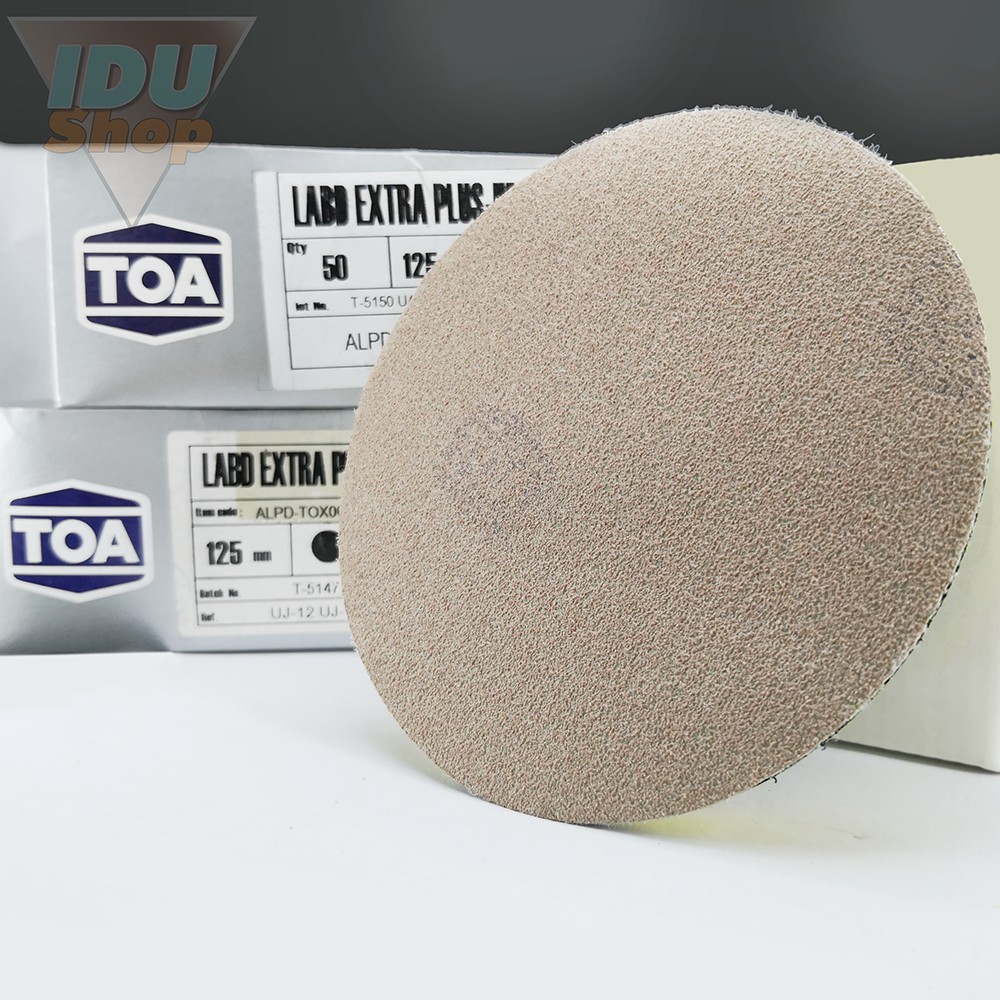 (10Pcs)กระดาษทรายกลมTOA Extra Plus 5นิ้ว  กระดาษทรายขัดไม้ ขัดเหล็ก ขัดสแตนเลส ขัดอลูมิเนิยม ขัดพลาส