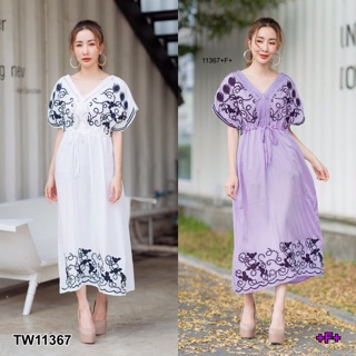 เดรสยาวคอวี ทรง oversize