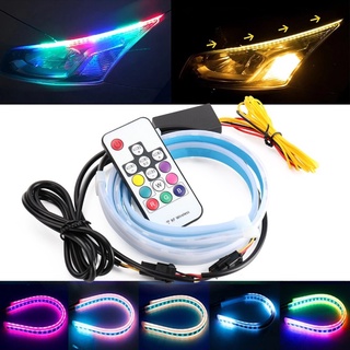 แถบไฟเลี้ยว led rgb กันน้ํา หลากสี สําหรับติดรถยนต์ จํานวน 2 ชิ้น