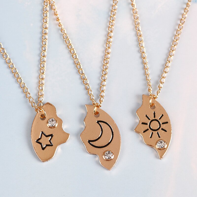 3 ชิ้น ชุดดวงอาทิตย์ ดวงจันทร์ ดาว สร้อยคอ จี้ Best Friend Bff มิตรภาพ สร้อยคอคู่ เครื่องประดับแฟชั่น