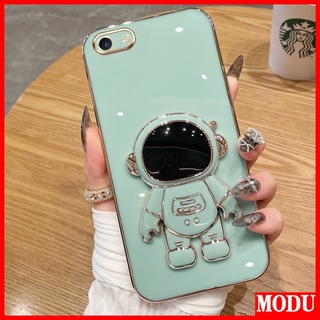 Modu เคสโทรศัพท์มือถือชุบไฟฟ้า ลายนักบินอวกาศ หรูหรา พร้อมขาตั้ง สีมาการอง สําหรับ OPPO A37 A39 A57 2016 F3 Lite A59 F1S A83 F7 A3 F5 A73 A79