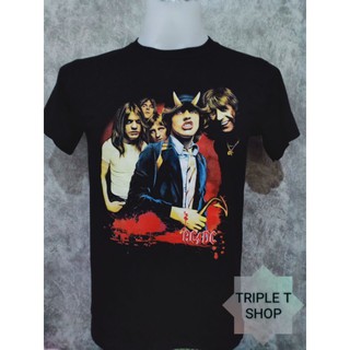 เสื้อยืดผ้าฝ้ายเสื้อยืดคอกลม สกรีนลาย ACDC (รหัส 72)L XL  XXL 3XL