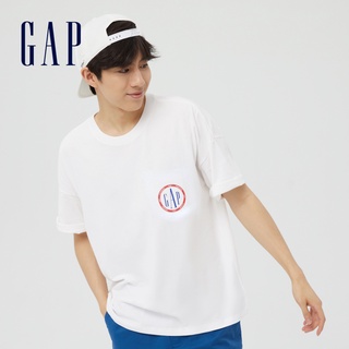 เสื้อยืดแขนสั้น ผ้าฝ้าย พิมพ์ลายโลโก้ Gap สําหรับผู้ชาย