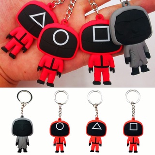 New Squid Game Keychain Red Guard Staff Worker Figure Key Ring Car Backpack Pendant Gifts