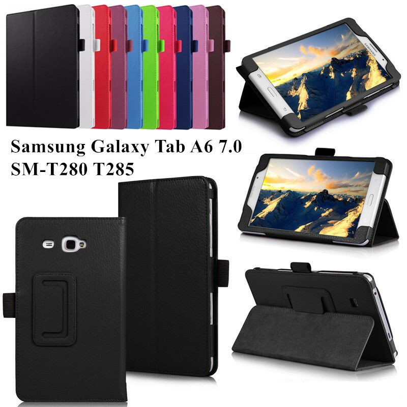 เคสหนัง Pu แบบพลิกตั้งได้สําหรับ Samsung Galaxy Tab A A6 7 . 0 2016 Sm - T280 T285
