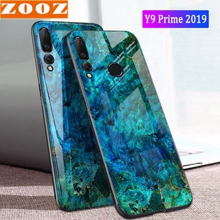 Huawei Y9 Prime 2019 Nova 7i Nova 5T Y9 2019 Y6 Pro 2019 Y6s Y9s Y7p Case Marble Gradient Tempered Glass Cover with Flexible TPU Edge Phone Casing for Huawei Y9 Prime Y6 Pro Y6s Y9s Y7p Nova7i Nova5T