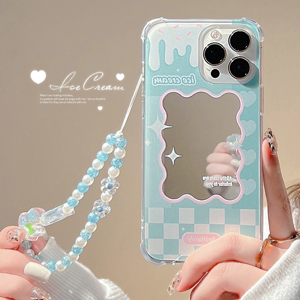 เคสโทรศัพท์มือถือกระจก พร้อมสายคล้องมือ สําหรับ for iPhone 14 7 8 Plus + XS XR Max SE 11 12 13 14 Pro Max mini TPU Case-Dinuo Case