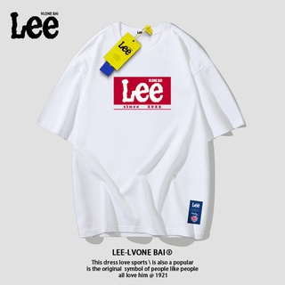 เสื้อยืดแขนสั้น ผ้าฝ้าย พิมพ์ลายตัวอักษร Lee สําหรับผู้ชายS-5XL