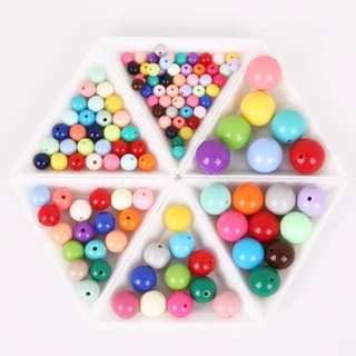ลูกปัดอะคริลิกทรงกลมสีสันสดใส 6-8 มม. ตัวเว้นระยะ อุปกรณ์ DIY ทำสร้อยคอ สร้อยข้อมือ เครื่องประดับ