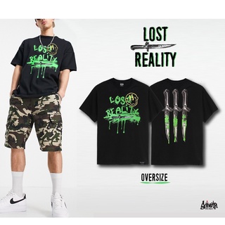 [ปรับแต่งได้]🔥 12.12 SALE 🔥 ® เสื้อ Oversize รุ่น LOST Reality  ดำ ( ลิขสิทธิ์แท้ ) เสื้อตัวใหญ่ ชาย แขนสั้น M L OS