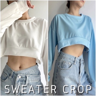 HAJIN.CO - SWEATER CROP (เสื้อสเวตเตอร์, เสื้อแขนยาว, เสื้อกันหนาว, เสื้อแขนยาวครอป, เสื้อสเวตเตอร์ครอป)