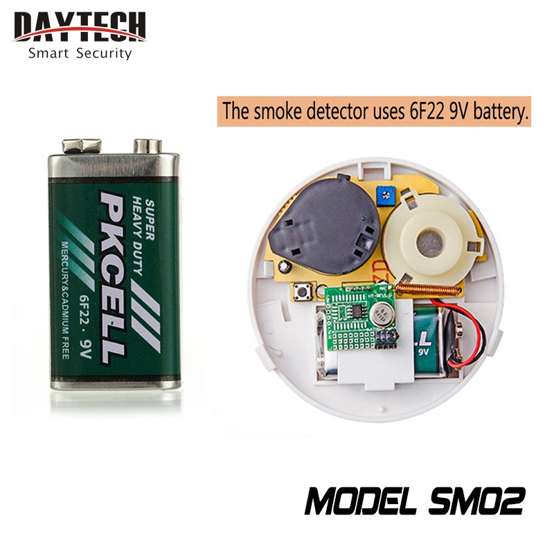Daytech เซนเซอร์ตรวจจับควันพร้อมแบตเตอรี่สัญญาณเตือนไฟไหม้ไร้สายอิสระ Home Security 1 หน่วยสัญญาณเตือนเซ็นเซอร์ควัน (SM02) - รูปที่ 4