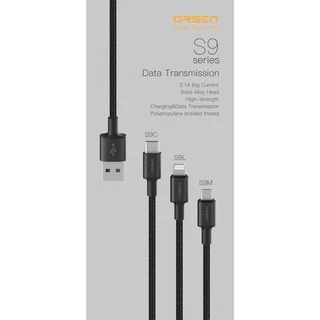 Orsen by Eloop S9 / S9L / S9M / S9C สายชาร์จไนลอน USB Data Cable 2.1A สายยาว 1 เมตร