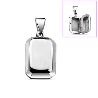 Silver thai Sterling Silver Plain Rectangle Pendant Locketsจี้รูปล็อกเก็ต ทรงสี่เหลี่ยม เปิดได้เงินแท้925สามารถใส่รูปถ่า