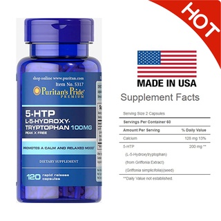 Puritans Pride 5 HTP L-5-Hydroxytryptophan 100 mg 120capsules