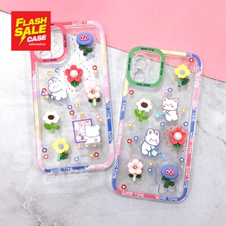 SAMSUNG A10 A12 A13 A22(5G) A23 A53 เคสมือถือ นิ่มใสกันกล้อง ติดการ์ตูนดอกไม้นูนน่ารักๆ ซิลิโคน TPU