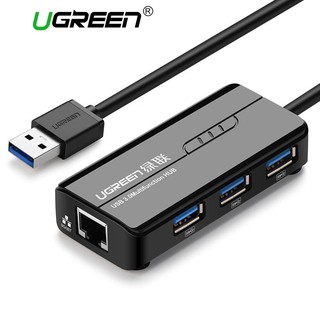 UGREEN(20265) USB 3.0 Gigabit Ethernet Lan RJ45 Network Adapter to 1000Mbps+3 Ports Hub