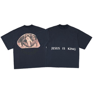 เสื้อยืดโอเวอร์ไซส์เสื้อยืดแขนสั้น ผ้าฝ้าย พิมพ์ลาย Jesus is King แฟชั่นสําหรับผู้ชาย และผู้หญิงS-3XL