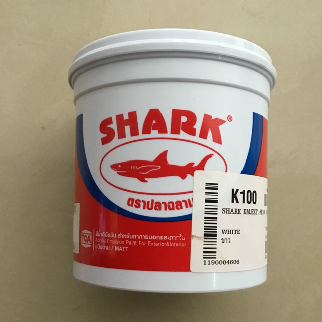 Shark สีน้ำอะครีลิค 1/4แกลลอน(0.9ลิตร) สีขาว แถมแปรงทาสี