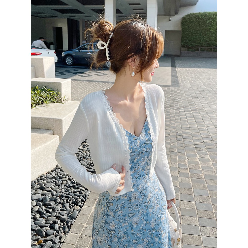 Gakki เสื้อไหมพรม เสื้อคลุมกันแดดแขนยาว ผ้านิ่มใส่สบาย ฟรีไซส์ พร้อมส่ง 0386# - รูปที่ 2