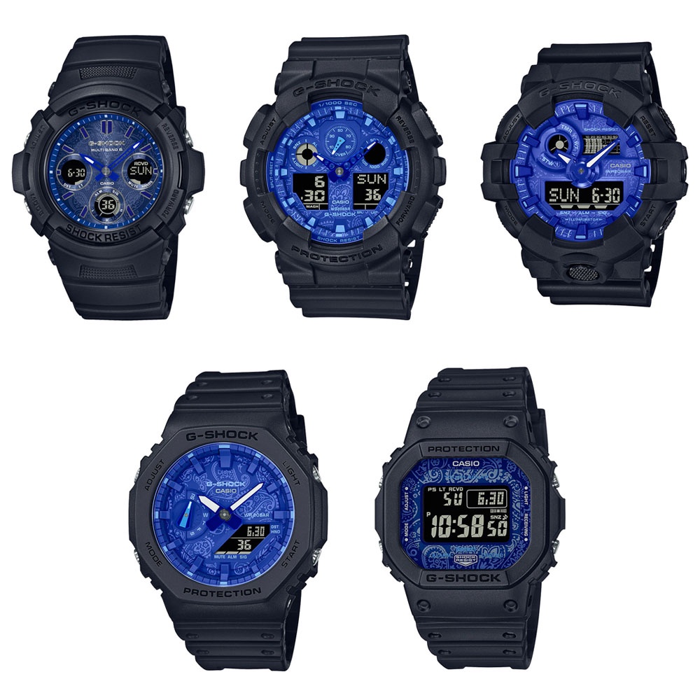 Casio G-Shock นาฬิกาข้อมือผู้ชาย สายเรซิ่น รุ่น AWG-M100SBP-1A,GA-100BP-1A,GA-700BP-1A,GA-2100BP-1A,GW-B5600BP-1
