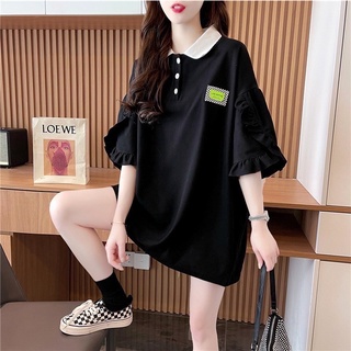 เสื้อยืดแขนสั้น Freesize เสื้อคอปกแขนระบาย น่ารักๆ พร้อมส่ง