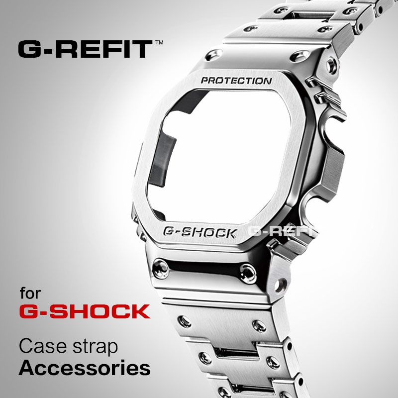 G-Refit 316 สแตนเลส DW5600 GW-B5600 G5600E โลหะสายคล้อง GW-M5610 Bezel สายนาฬิกา/กรณี G-5600E เข็มขั