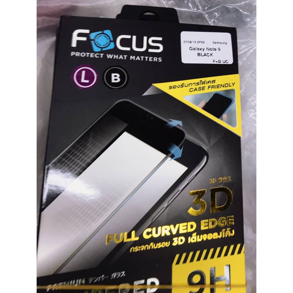 Focus 3D FULL CURVED EDGE CASE FRIENDLY กระจกันรอย เต็มจอลงโค้ง (ของแท้100%) สำหรับ Samsung Galaxy Note 9
