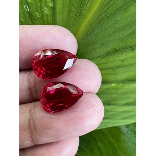 Synthetic Ruby 10x14mm 2 pieces corundum