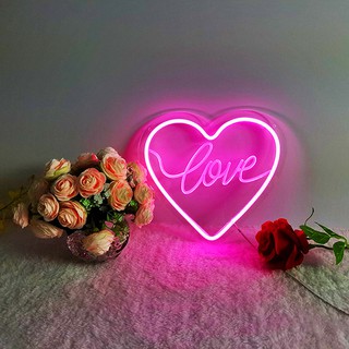 ป้ายไฟตกแต่ง ป้ายไฟหัวใจ ทรงหัวใจ ป้ายไฟรูปหัวใจ ป้ายไฟ LED Heart shape love Neon Sign, Size- 25 X 24 cm