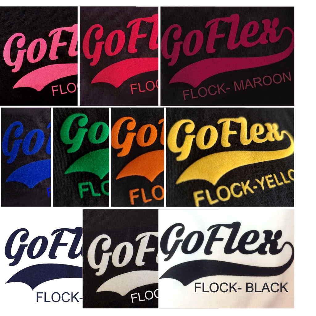 Goflex Heat Transfer Vinyl -Flock/กํามะหยี่/ Baldu- 12" / 20"- 10 Colours- สําหรับ Cameo Use- ทนทานใ