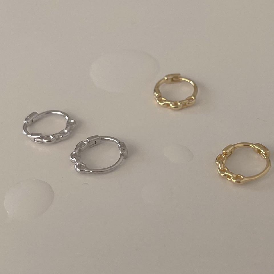 A.piece ต่างหูเงินแท้ [all silver 925] Chain one-touch
