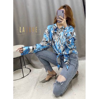 🦓LALUNE ลาลูน🦓 เสื้อเชิ้ตผู้หญิง ลายม้าลาย ผ้าคอตตอนเกรดพรีเมี่ยม ผ้าทิ้งตัว ทรงสวย ใส่เที่ยว ทำงาน