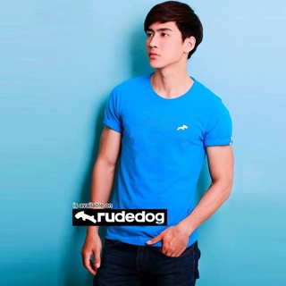 rudedog เสื้อคอกลม ชาย หญิง   รุ่น signature สีฟ้า