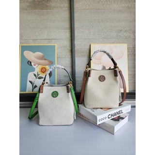 Tory Burch Blake Canvas Bucket Bag  Code:B7D180965 แบรนด์แท้ 100% งาน Outlet