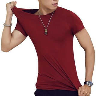 Summer solid color mens T-shirt short sleeve V-neck ผู้ชายTเสื้อ