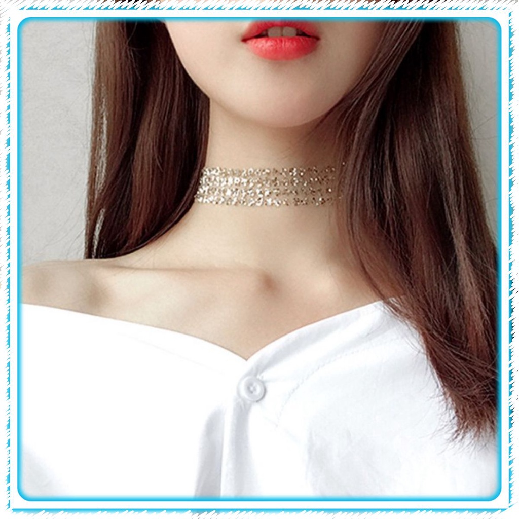SA CHK4 สร้อยคอโชคเกอร์ปักเลื่อมเป็นประกาย