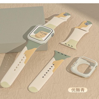 สายนาฬิกาข้อมือ สีตัดกัน สําหรับ iWatch Applewatch 7 Apple se 6 5 Morandi