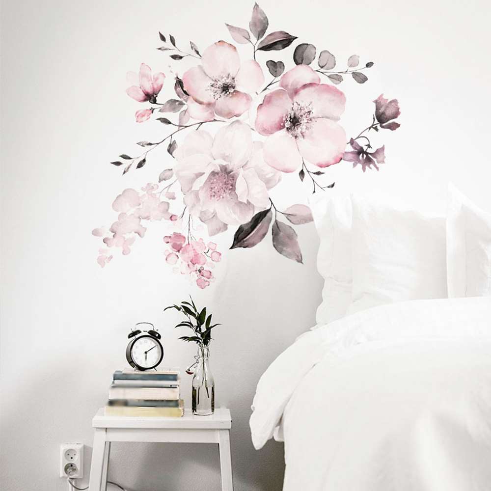 2pcs Pink Flower Wall Stickers Baby Living Room Nursery Home Decor ...