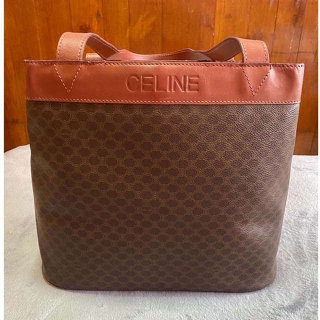 Celine vintage tote bag มือสอง ของแท้ กระเป๋าแบรนด์เนม เซลีน ซีลีน