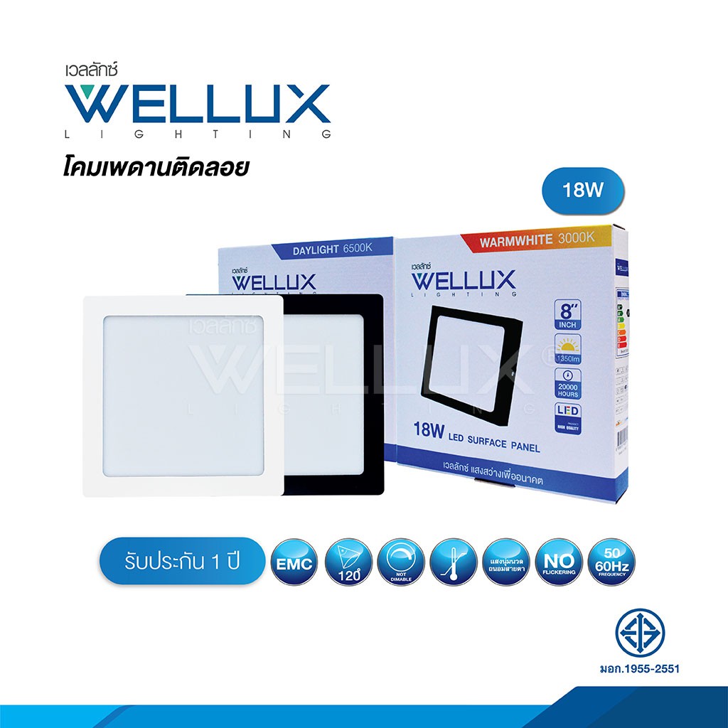 WELLUX โคมไฟดาวน์ไลท์อลูมิเนียมติดลอย 12W 18W 24W แสงขาว แสงวอร์ม LED Downlight surface Panel - รูปที่ 4