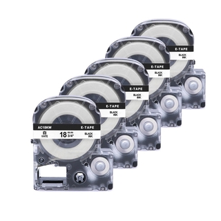 5pcs 18mm SS18KW Epson Label Tapes black on white