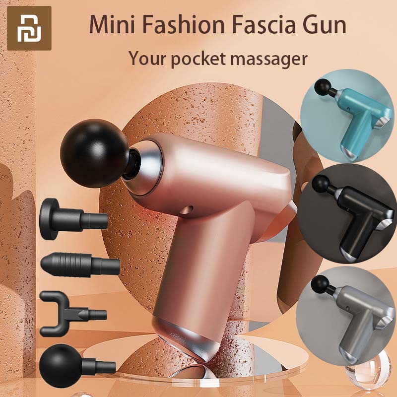 Mijia Eco-chain New LCD Mini Fascia Gun Cervical Massage Gun Muscle Relaxation Massage 4 Massage Heads Home Office Relax